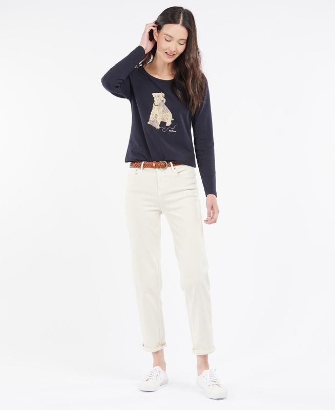 Barbour Fairsfield Long Sleeve T-shirts Damen Navy | IULDXW-824