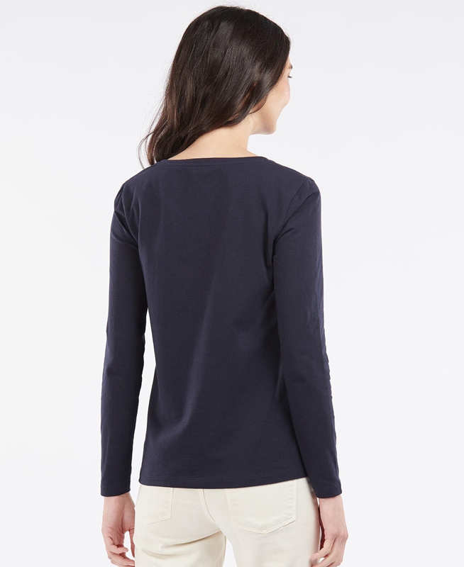 Barbour Fairsfield Long Sleeve T-shirts Damen Navy | IULDXW-824