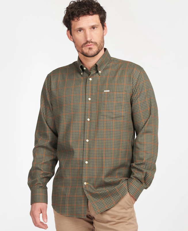 Barbour Hemd Henderson Thermo Weave Hemd Herren Olivgrün | TVZHGE-083