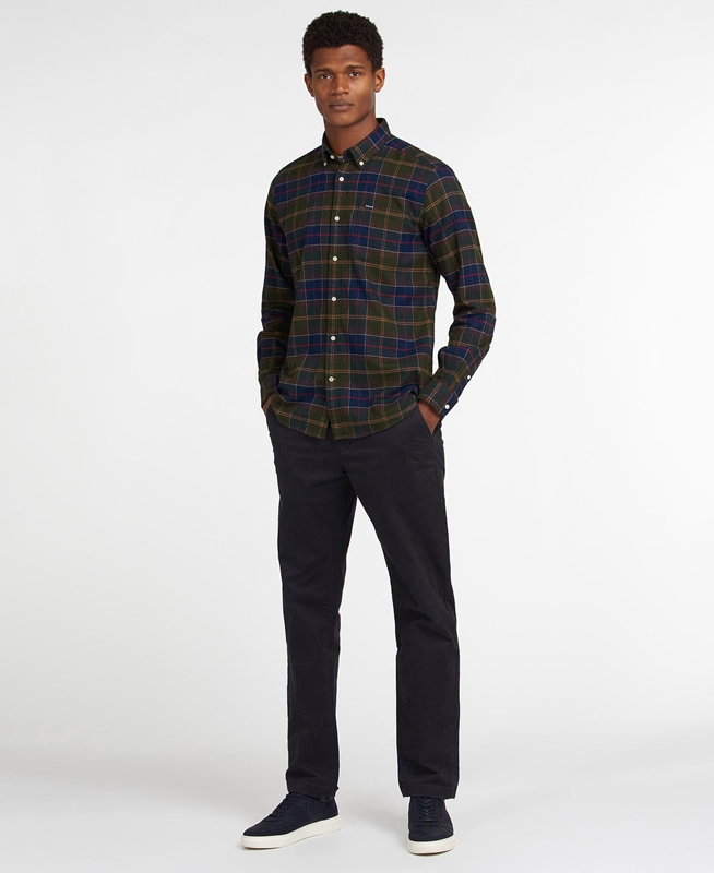 Barbour Hemd Kyeloch Tailored Hemd Herren Olivgrün | YHGQJO-512