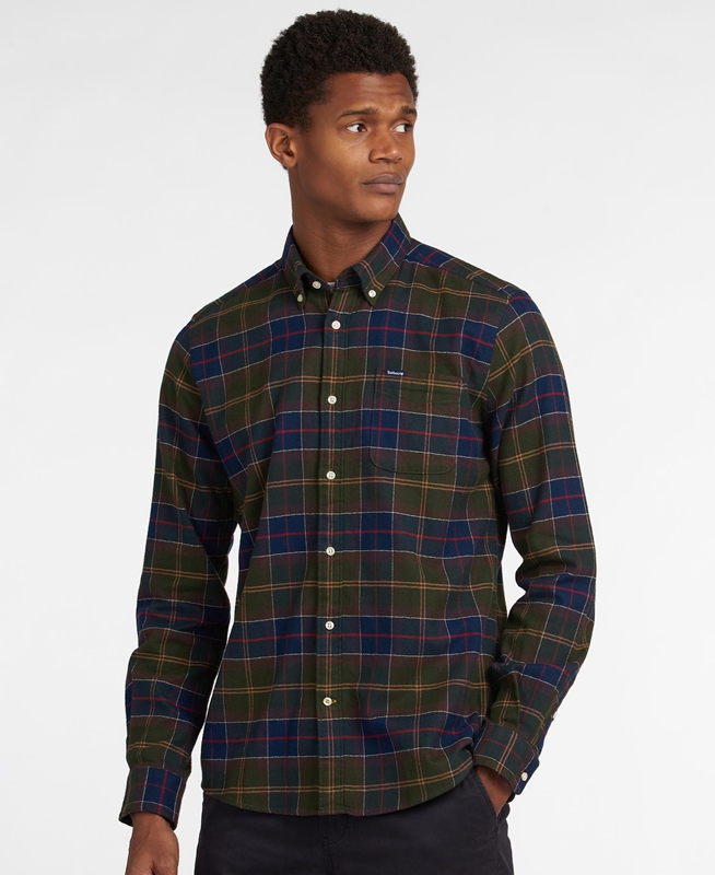 Barbour Hemd Kyeloch Tailored Hemd Herren Olivgrün | YHGQJO-512