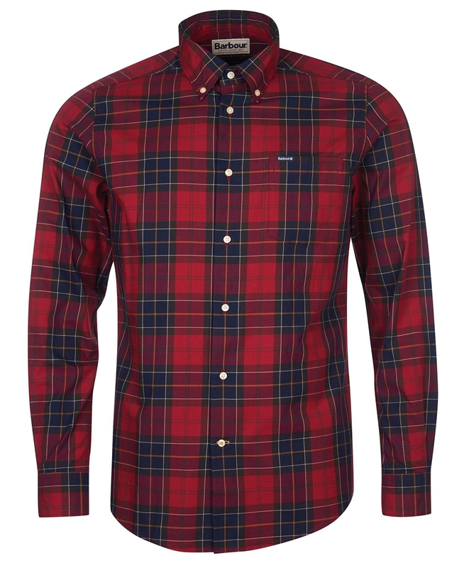 Barbour Hemd Wetheram Tailored Hemd Herren Rot | ICYWTZ-198