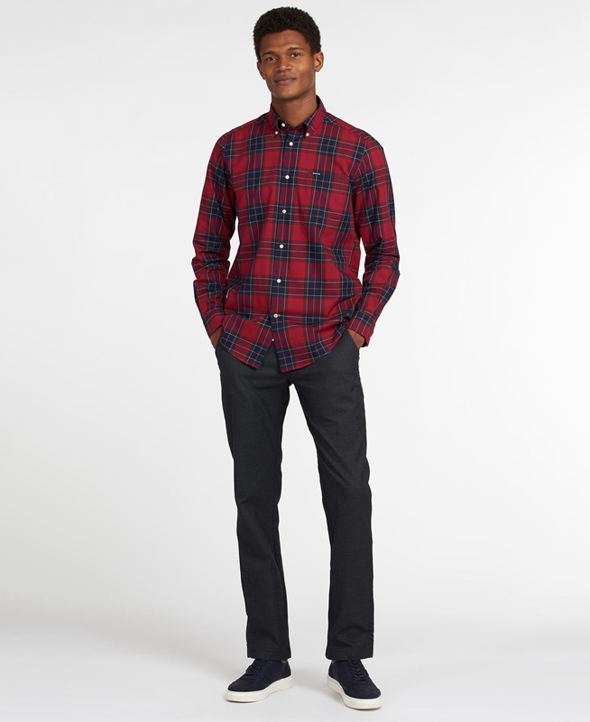 Barbour Hemd Wetheram Tailored Hemd Herren Rot | ICYWTZ-198