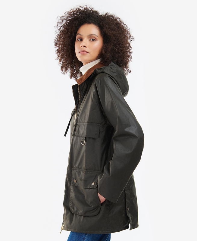 Barbour Highclere Gewachste Jacke Damen Olivgrün | LJMGTH-413