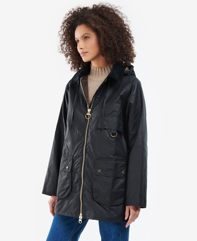 Barbour Highclere Gewachste Jacke Damen Schwarz | YBRXES-908