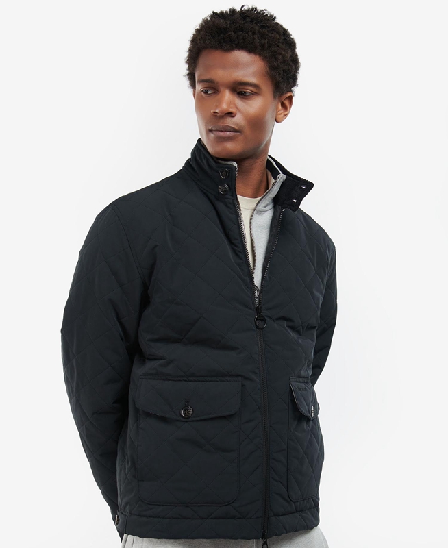 Barbour Hitchen Steppjacke Herren Schwarz | CSDETH-715