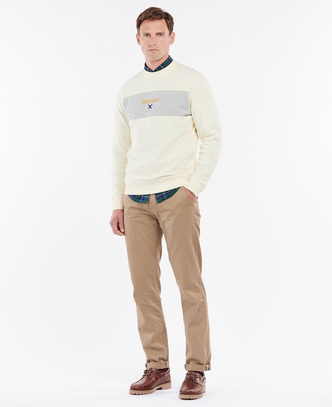 Barbour Honour Panel Crew Sweatshirts Herren Beige | LDVUOB-513