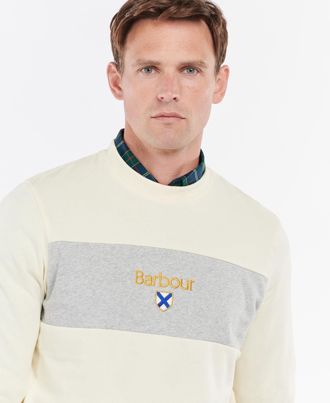 Barbour Honour Panel Crew Sweatshirts Herren Beige | LDVUOB-513