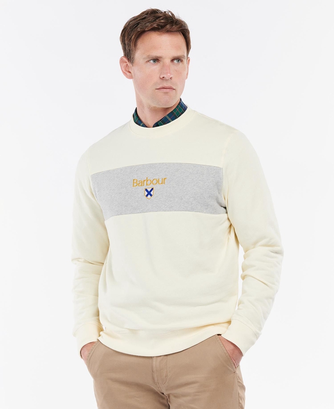 Barbour Honour Panel Crew Sweatshirts Herren Beige | LDVUOB-513