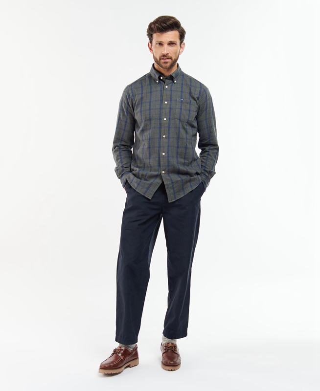 Barbour Inverbeg Tailored Hemd Herren Grau | GIRVYC-139