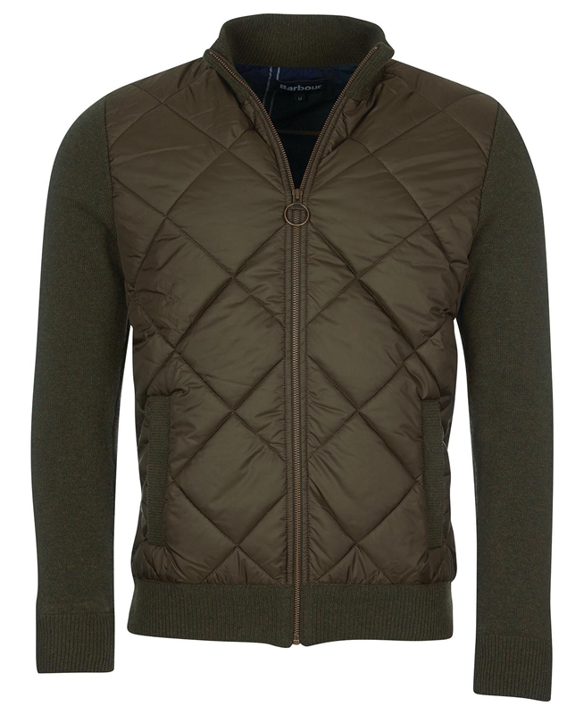 Barbour Jacke Arch Diamond Quilt Knit Pullover Herren Olivgrün | NTOHBY-217