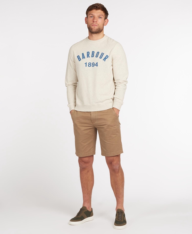 Barbour John Crew Neck Sweatshirts Herren Beige | BXUJFZ-067