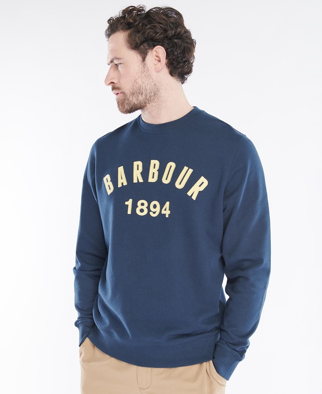 Barbour John Crew Sweatshirts Herren Navy | PXFUCI-298