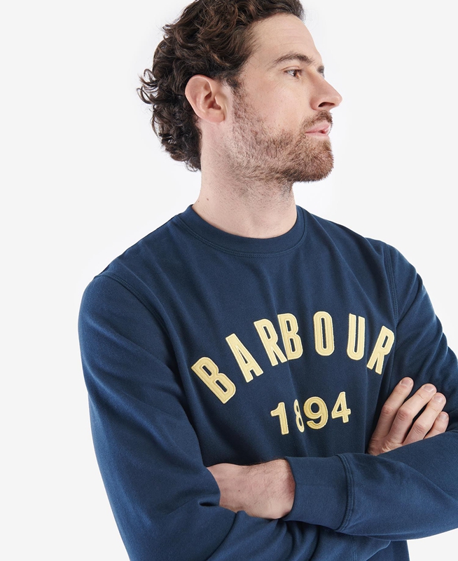 Barbour John Crew Sweatshirts Herren Navy | PXFUCI-298