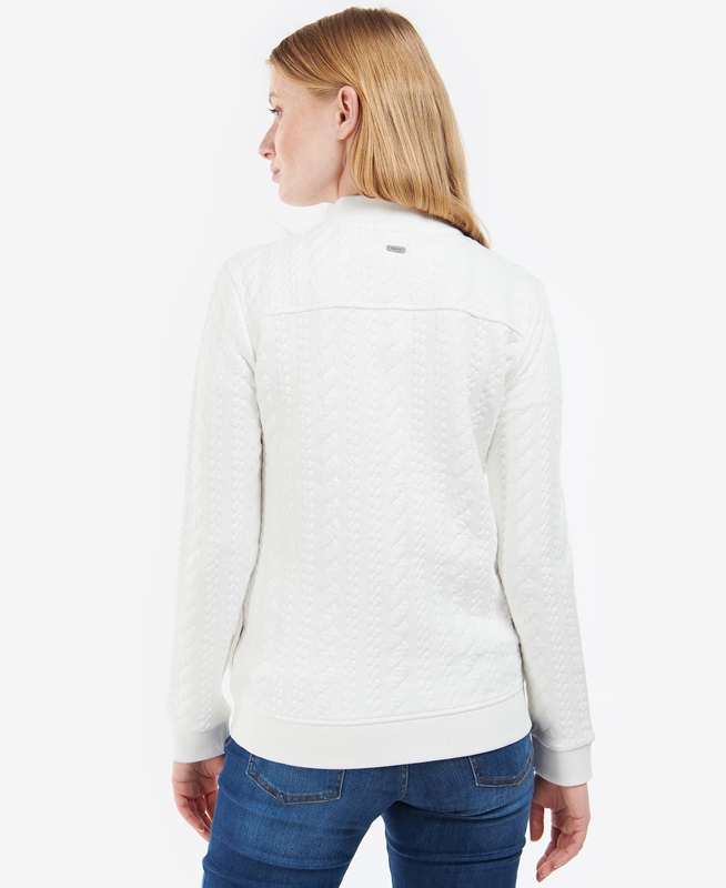 Barbour Kelsey Zip Sweatshirts Damen Weiß | ELJRTF-476