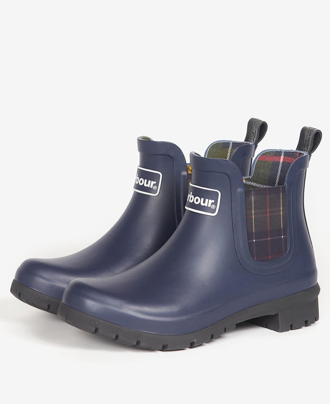 Barbour Kingham Stiefel Damen Navy | SBPUHJ-605