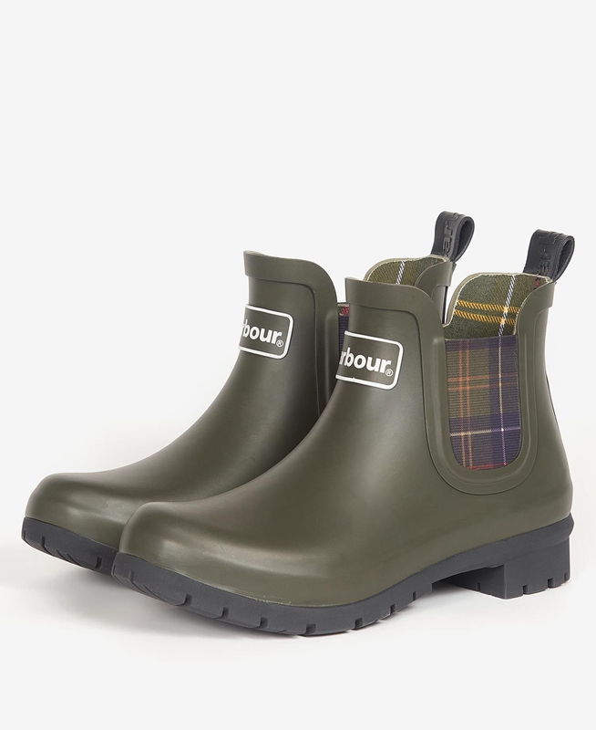 Barbour Kingham Stiefel Damen Olivgrün | SDIYEN-913