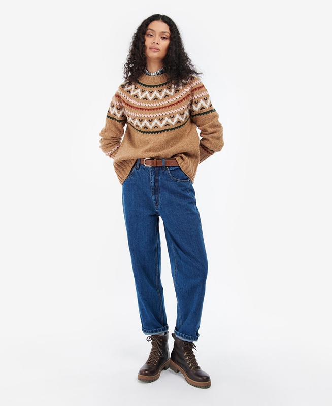 Barbour Langford Knit Pullover Damen Beige | EFWOSI-598