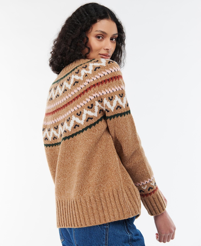 Barbour Langford Knit Pullover Damen Beige | EFWOSI-598