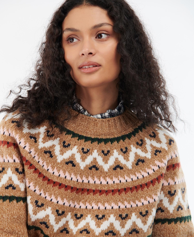 Barbour Langford Knit Pullover Damen Beige | EFWOSI-598