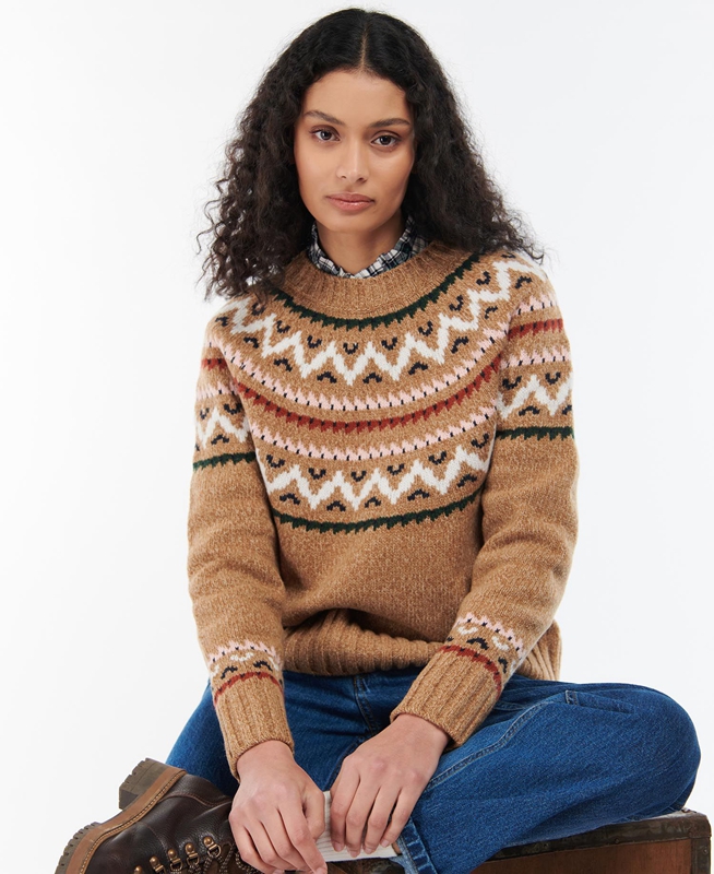 Barbour Langford Knit Pullover Damen Beige | EFWOSI-598