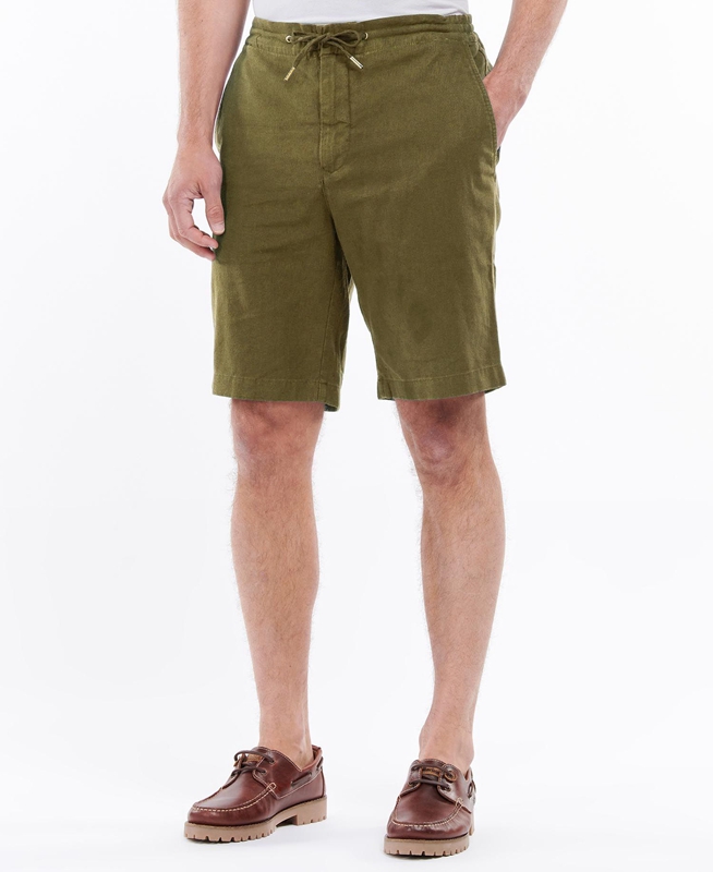 Barbour Linen Baumwoll Mix Hose Herren Grün | VBZEKP-327