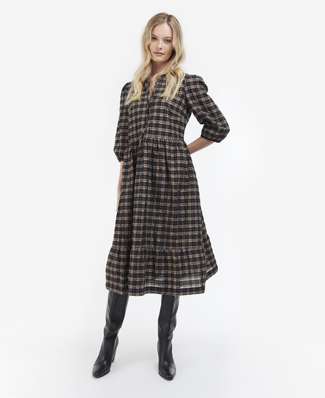 Barbour Lorelie Kleider Damen Schwarz | FBDMGV-035