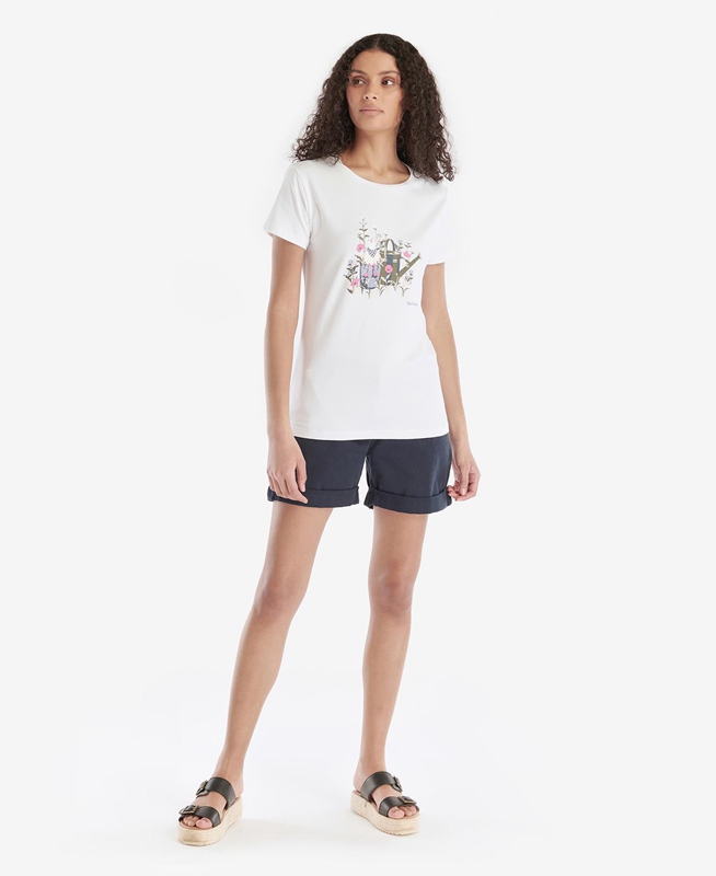 Barbour Melrose T-shirts Damen Weiß | VXSFZI-579