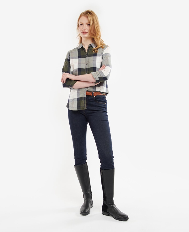 Barbour Moorland Hemd Damen Olivgrün | TZCAEG-791