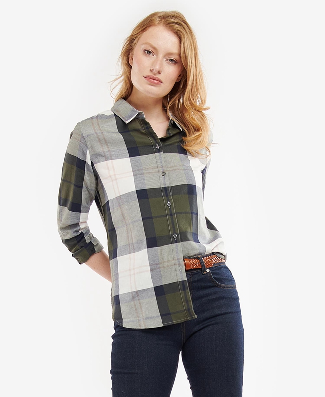 Barbour Moorland Hemd Damen Olivgrün | TZCAEG-791