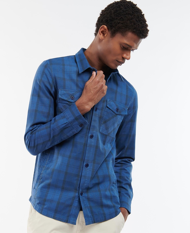 Barbour Overdyed Cannich Overshirt Hemd Herren Blau | NXJIQV-694