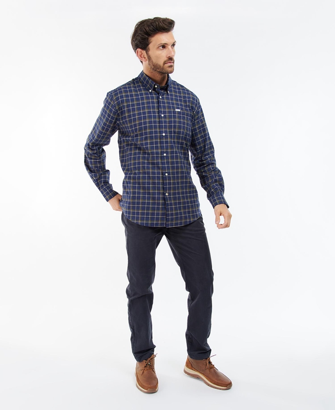 Barbour Pelton Regular Hemd Herren Navy | TCUGMQ-973