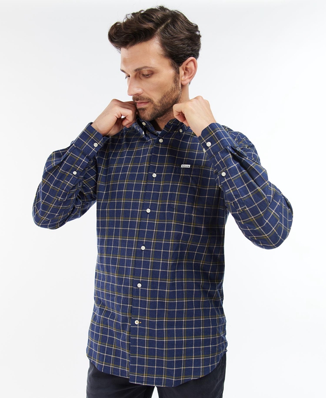 Barbour Pelton Regular Hemd Herren Navy | TCUGMQ-973