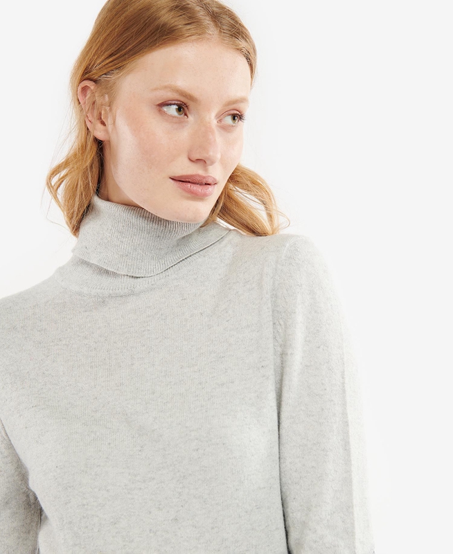 Barbour Pendle Roll-Neck Pullover Damen Grau | DZIMLN-869