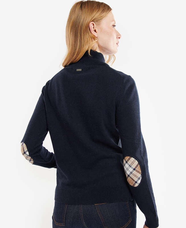 Barbour Pendle Roll-Neck Pullover Damen Navy | SKAFWH-375