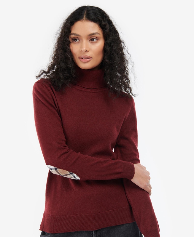 Barbour Pendle Roll-Neck Pullover Damen Rot | XIWPOY-924