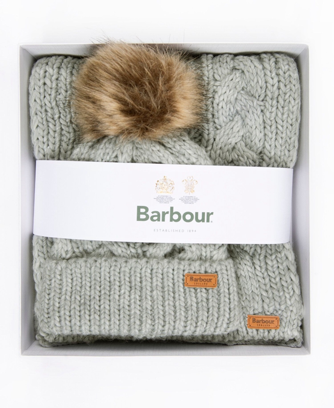 Barbour Penshaw Beanie & Scarf Set Hüte Damen Grau | ERMGIW-843