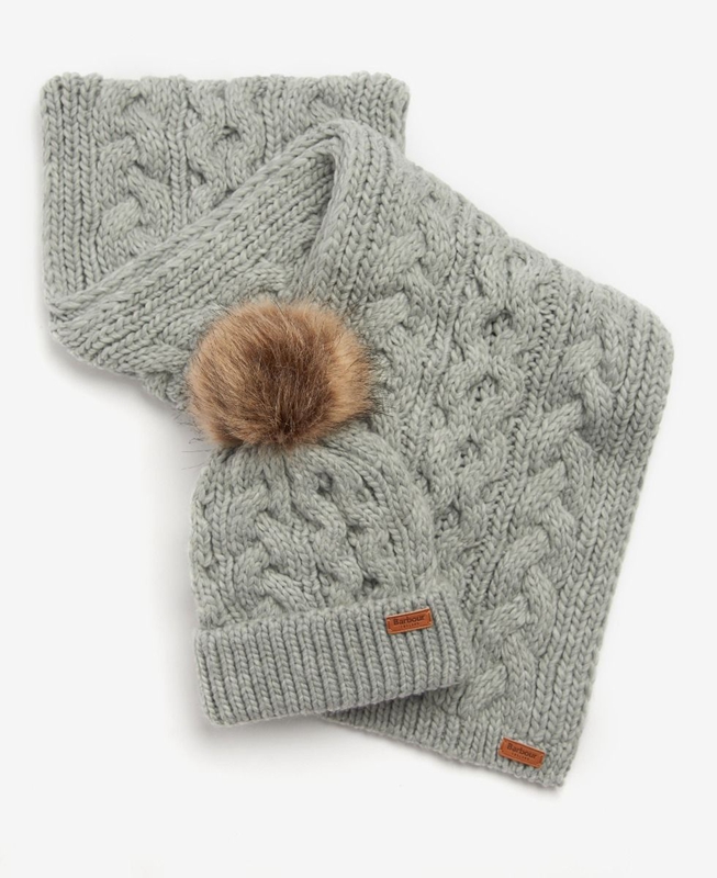 Barbour Penshaw Beanie & Scarf Set Hüte Damen Grau | ERMGIW-843