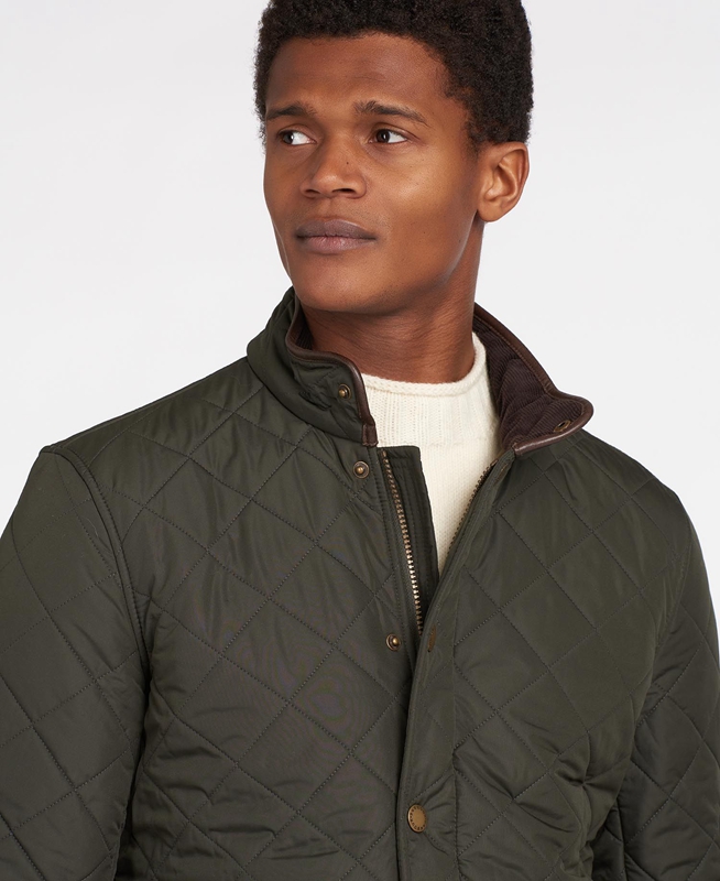 Barbour Powell Steppjacke Herren Olivgrün | HYQFVW-537