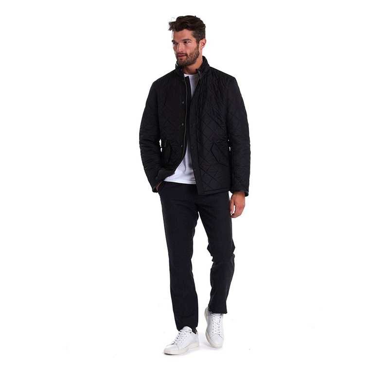 Barbour Powell Steppjacke Herren Schwarz | SGAXIC-295