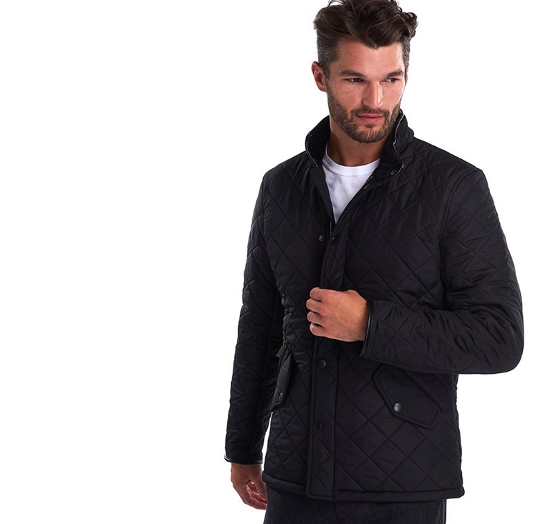 Barbour Powell Steppjacke Herren Schwarz | SGAXIC-295