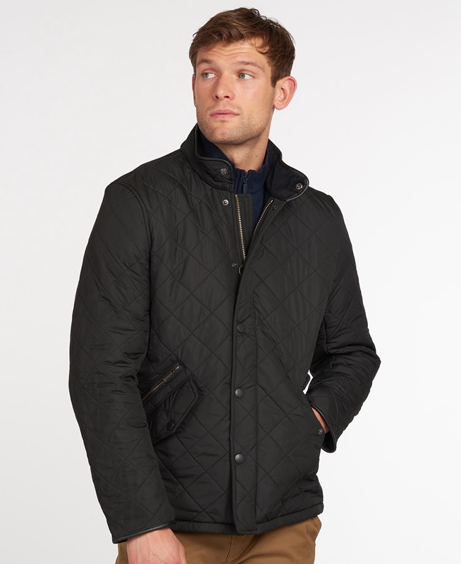 Barbour Powell Steppjacke Herren Schwarz | SGAXIC-295