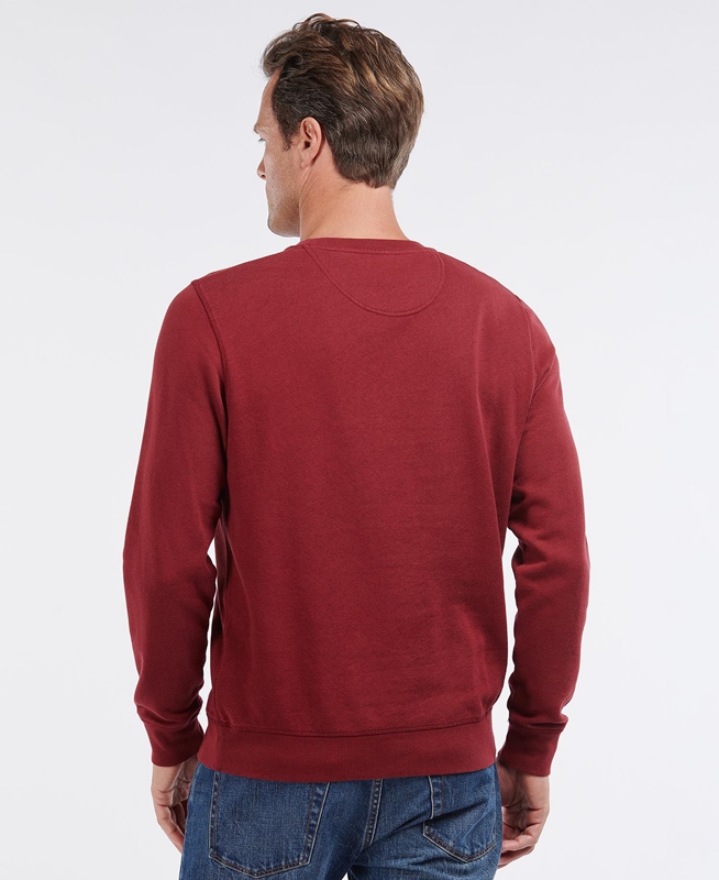 Barbour Prep Logo Crew Sweatshirts Herren Rot | KIXGFA-987