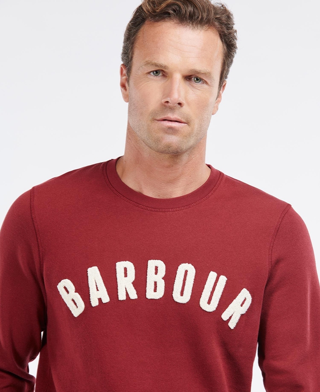 Barbour Prep Logo Crew Sweatshirts Herren Rot | KIXGFA-987