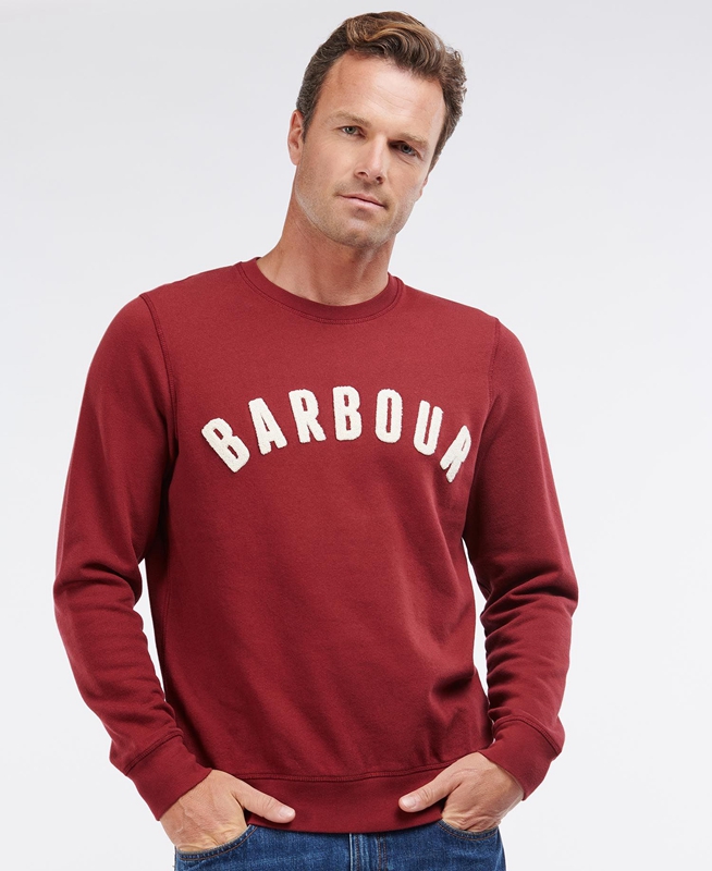 Barbour Prep Logo Crew Sweatshirts Herren Rot | KIXGFA-987