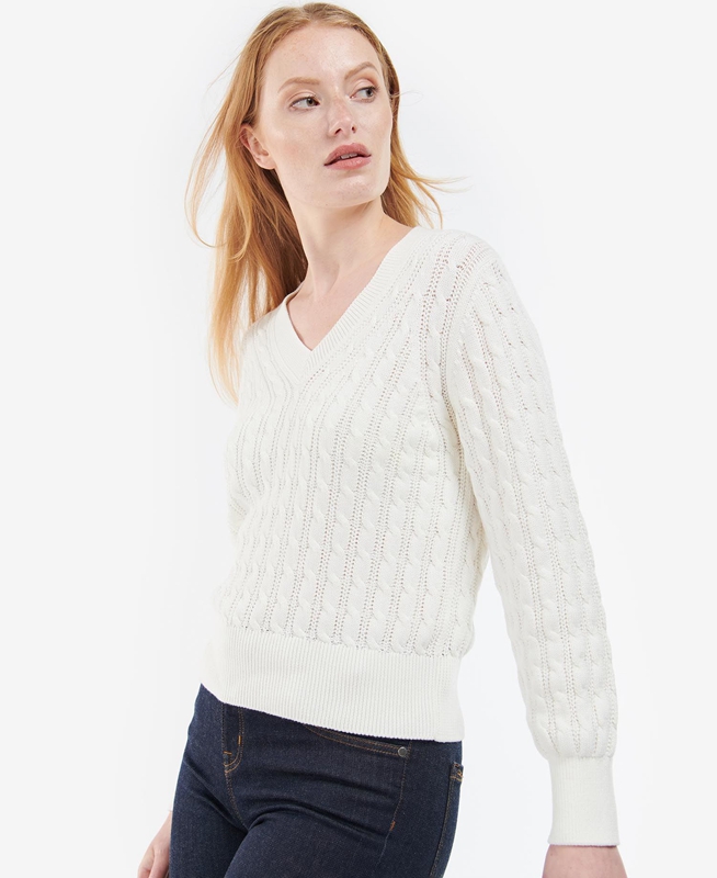 Barbour Primrose Knit Pullover Damen Weiß | FTOCYM-165