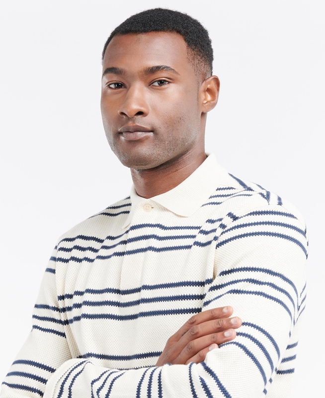 Barbour Rake Striped Sweatshirts Herren Beige | INMTVU-416