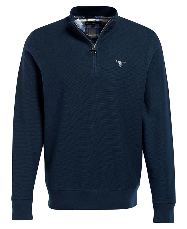 Barbour Rigg Half Zip Sweatshirts Herren Blau | YJHKUA-458