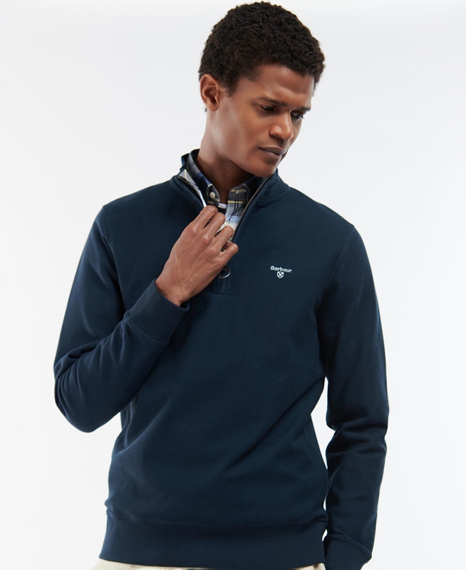 Barbour Rigg Half Zip Sweatshirts Herren Blau | YJHKUA-458