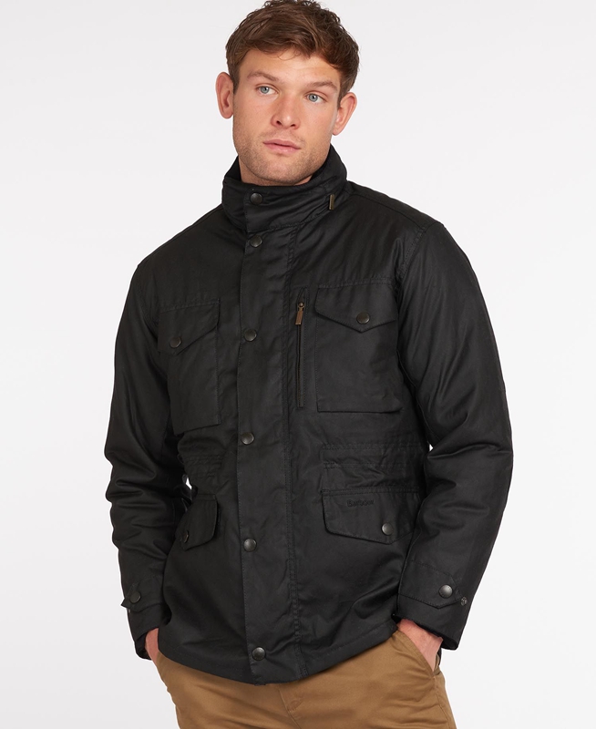 Barbour Sapper Gewachste Jacke Herren Schwarz | MWUBJY-970